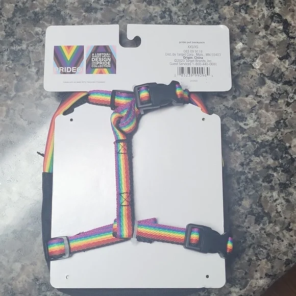 Pride Backpack Dog Harness Size XXS/XS "Unconditional Love" 2 Zipped Pockets new - Picture 3 of 9